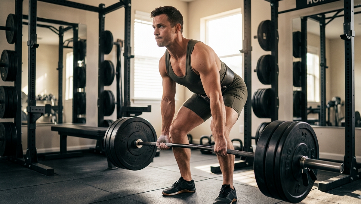 Ein Mann trainiert mit einem Powerlifting-Trainingsplan